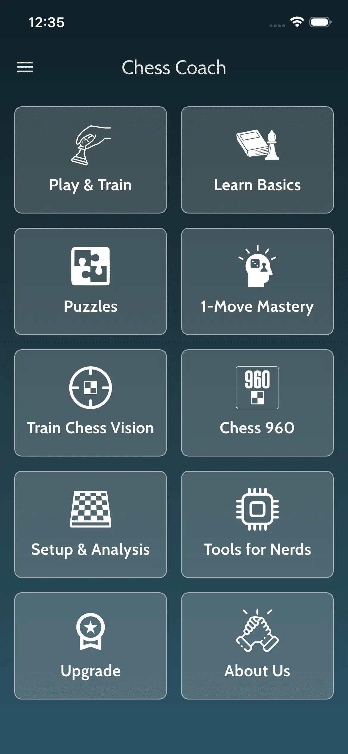 Chess Coach app screenshot showing game interface